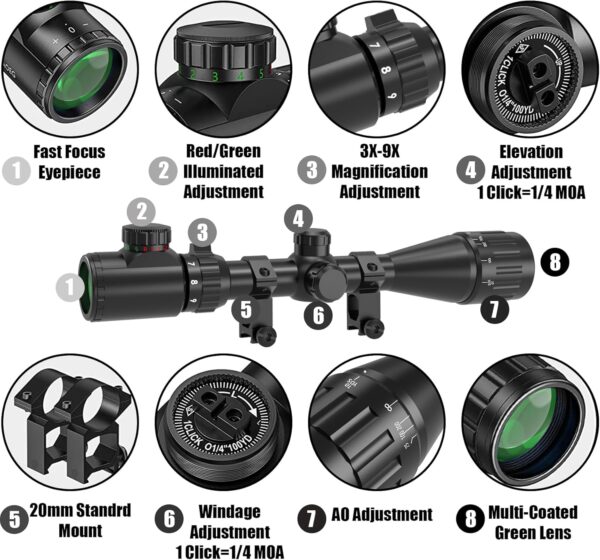SCOPE RIFL/AIR 3-9X40 SHOOTER RD/GR - Image 6