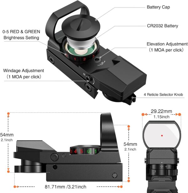REFLEX OPTIC 1X 4RET RD/GR DOT BLK - Image 5