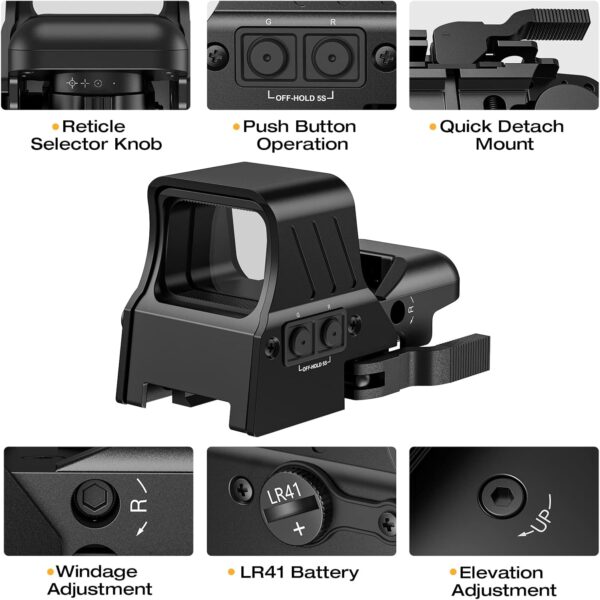 4 RETICLE REFLEX OPTIC QUICK MOUNT - Image 5